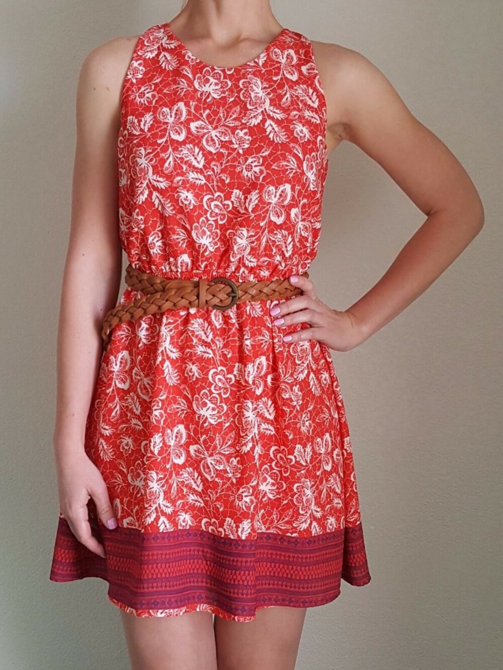 NEW Sienna Sky Floral A-Dress Fit Flare Sundress Elastic Waist Cut Out Back